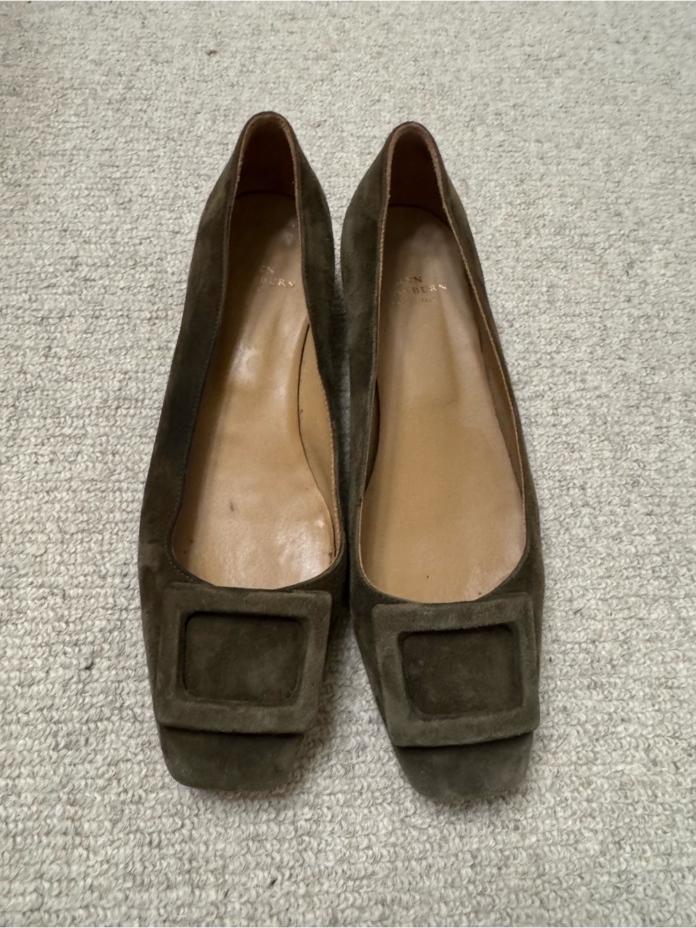 Ann Mashburn Buckle Shoe in Olive Suede